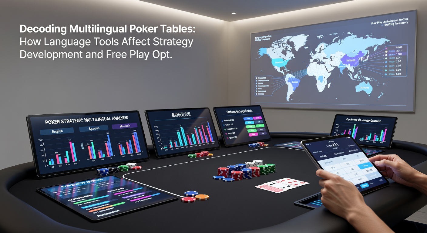 Free play poker lobby screen showing language selection and translation toggle options