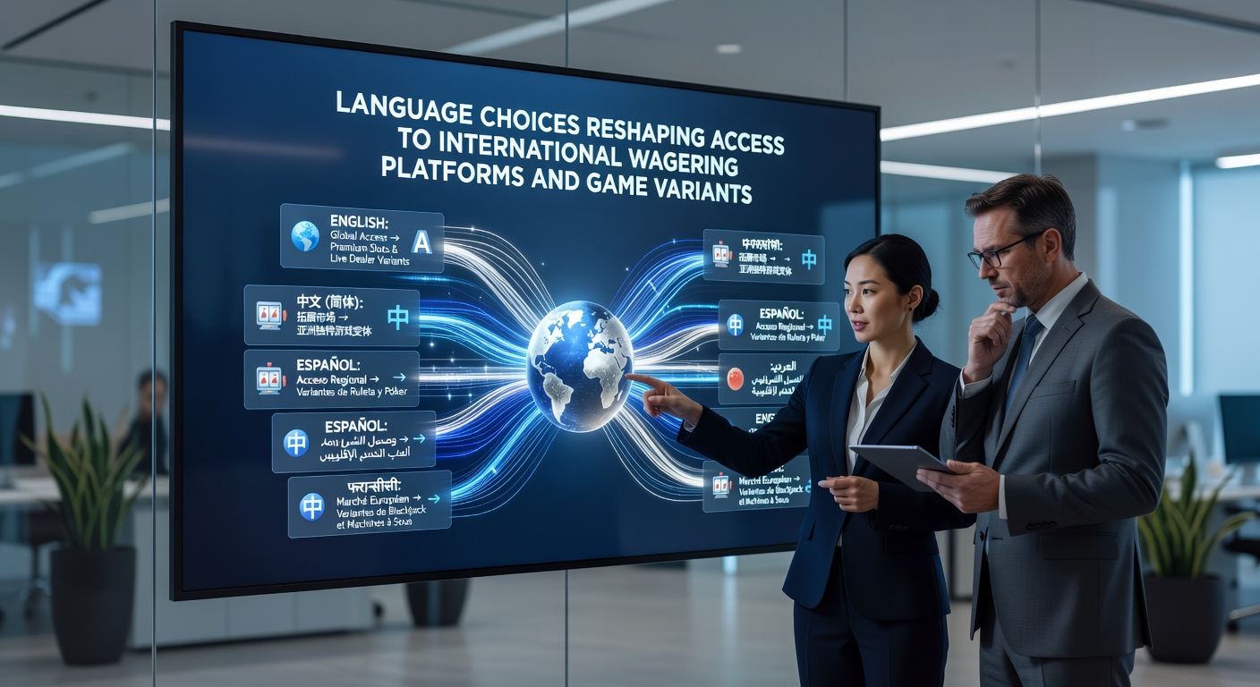 Diverse players reviewing localized game interfaces on wagering platforms