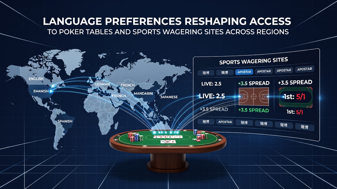 Players engaging with multilingual poker and sports betting interfaces on mobile devices