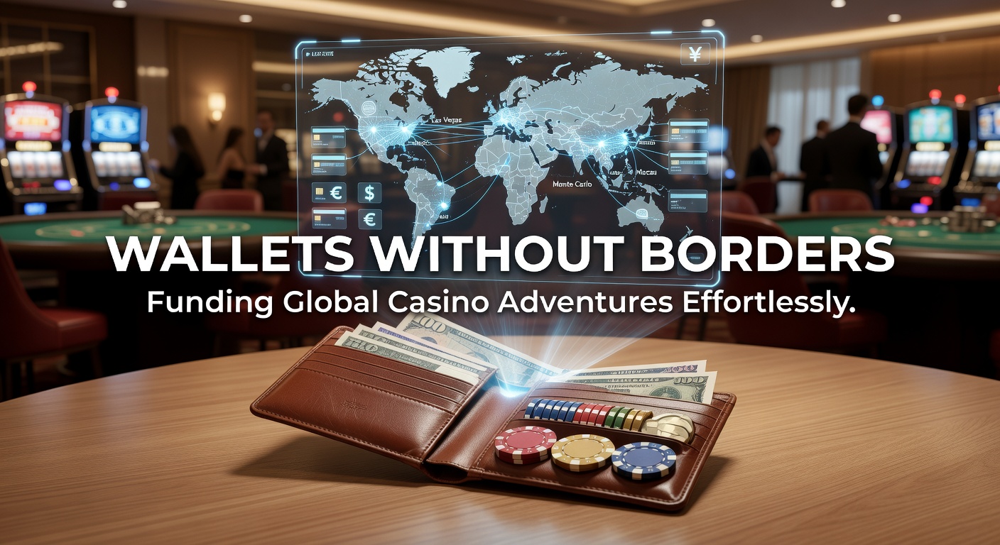 World map illustrating crypto and e-wallet transaction flows connecting players to international casinos